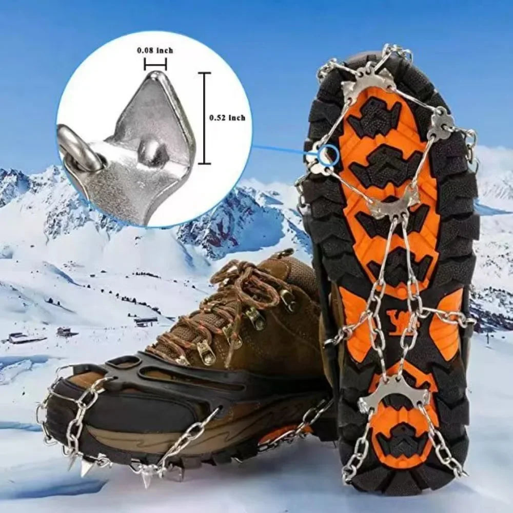 Winter Outdoor Hiking Climbing Snow Spikes Crampons Cleats Chain Claws Grips Boots Cover Ice Gripper Spike for Shoes Anti Sli