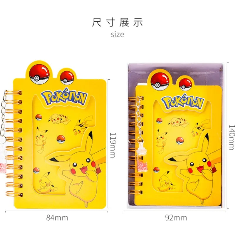 Pokemon Pikachu Notebook Coil Bound, Cute Anime Cartoon Diary Journal for School Office Study Supplies, Kids Gift Set