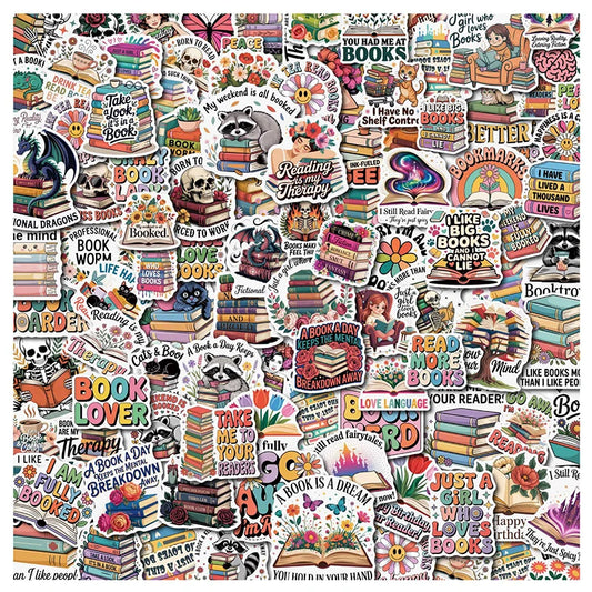 100PCS Book Sticker for Kindle, Inspirational Bookish Reading Sticker Pack Bookish Reading Literary Quote Lover for Water Bot