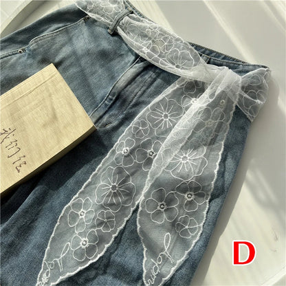 Sweet Lace Elastic Bow Tie Bohemian Waist Chain Belt for Women Fashion Sweater Chain Waist Seal Body Decor Accessories - Styl