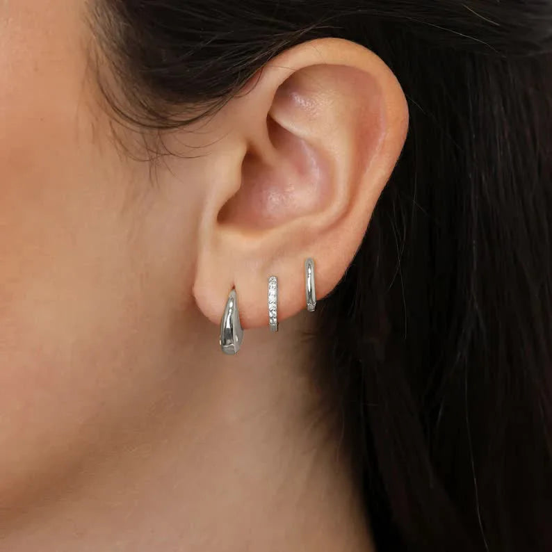 3 Pairs Stainless Steel Crystal Zirconia Hoop Earrings for Women Trendy Simple Gold Plated Circle Punk Earrings Piercing Jewe