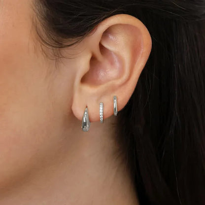 3 Pairs Stainless Steel Crystal Zirconia Hoop Earrings for Women Trendy Simple Gold Plated Circle Punk Earrings Piercing Jewe