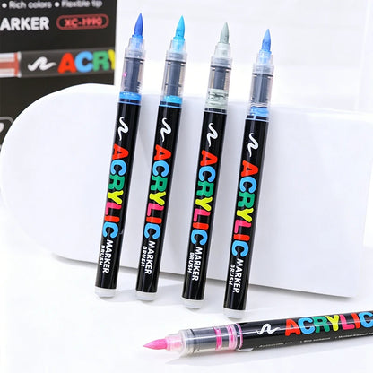 48 Colors Soft Brush Tip Acrylic Markers Pen Set, Paint Pens for Rock, Wood, Fabric, Glass, DIY Crafts, Waterproof Paint Mark