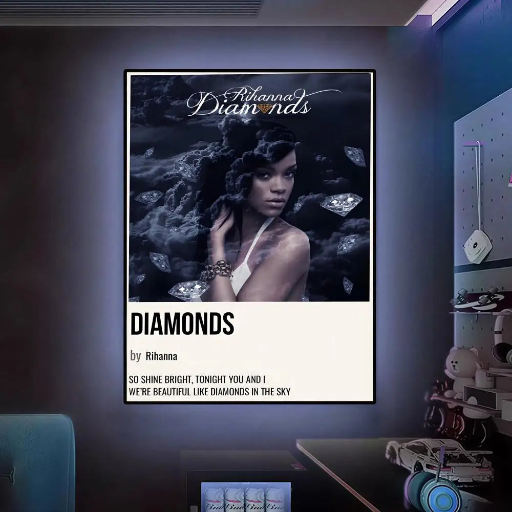 R-Rihannas Hot Singer Music Poster Versatile HD Waterproof Wall Art Self-Adhesive Decor for Any Space Ideal Gift