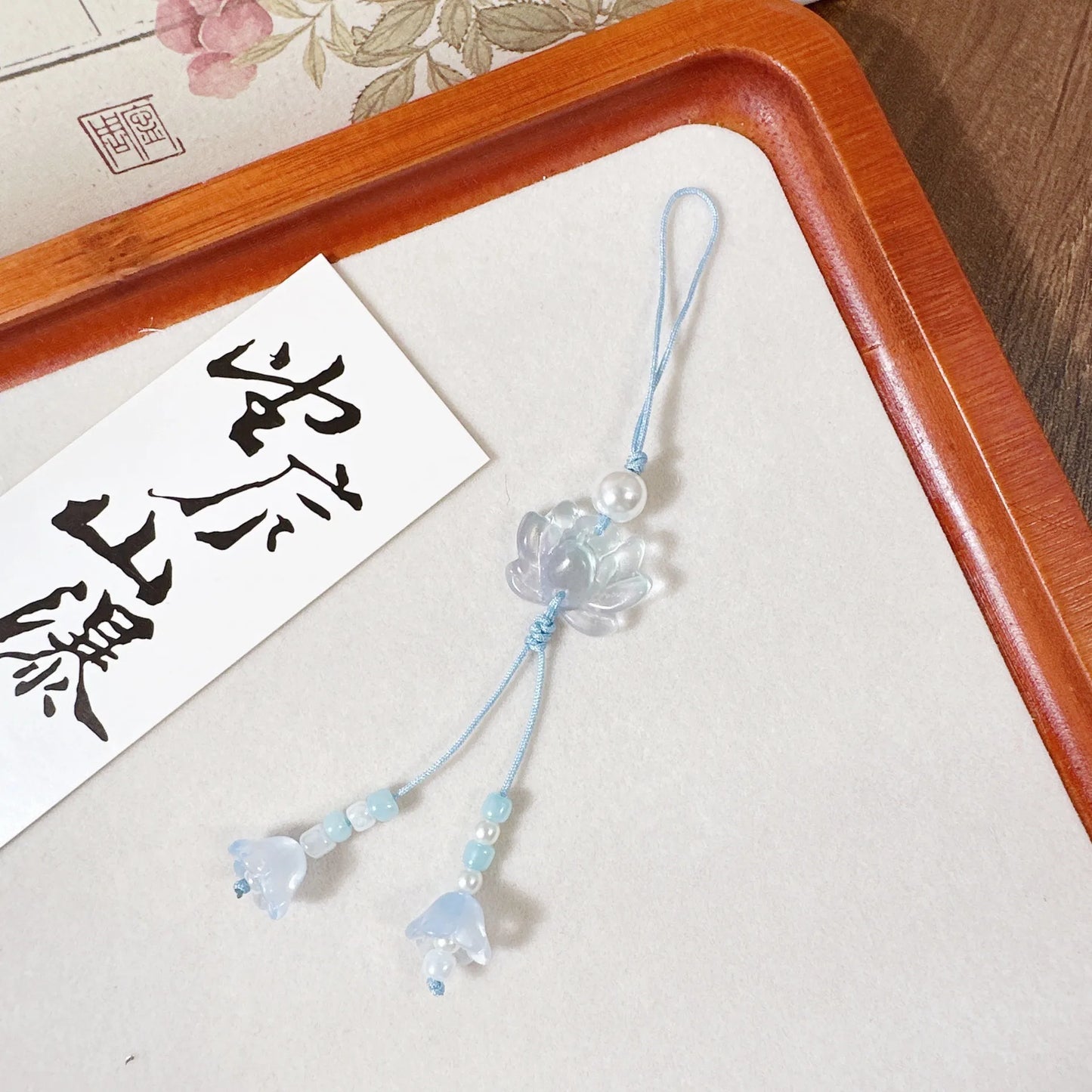 New Chinese-style Handmade Beaded Lotus Pendant Key Chains Mobile Phone Chain for Women Men Ethnic Charm Jewelry Accessory Gi