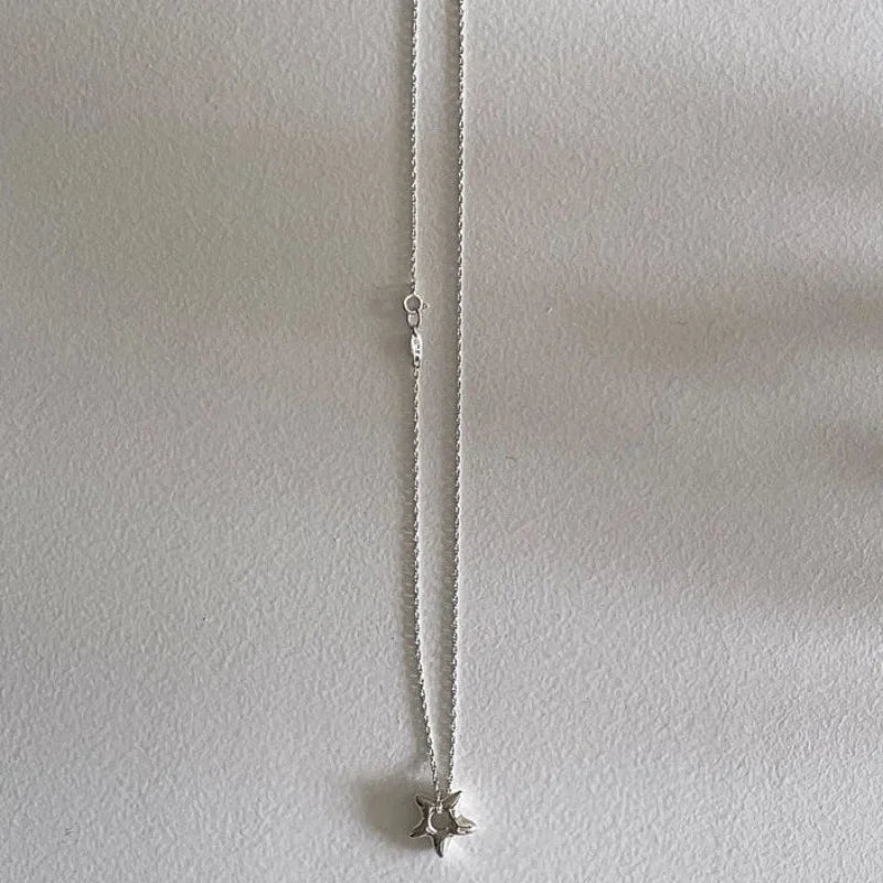 Simple Trendy Star Hollow Choker Necklace Pendant Neck Jewelry Accessories Women Men's Fashion Party Chain Necklace