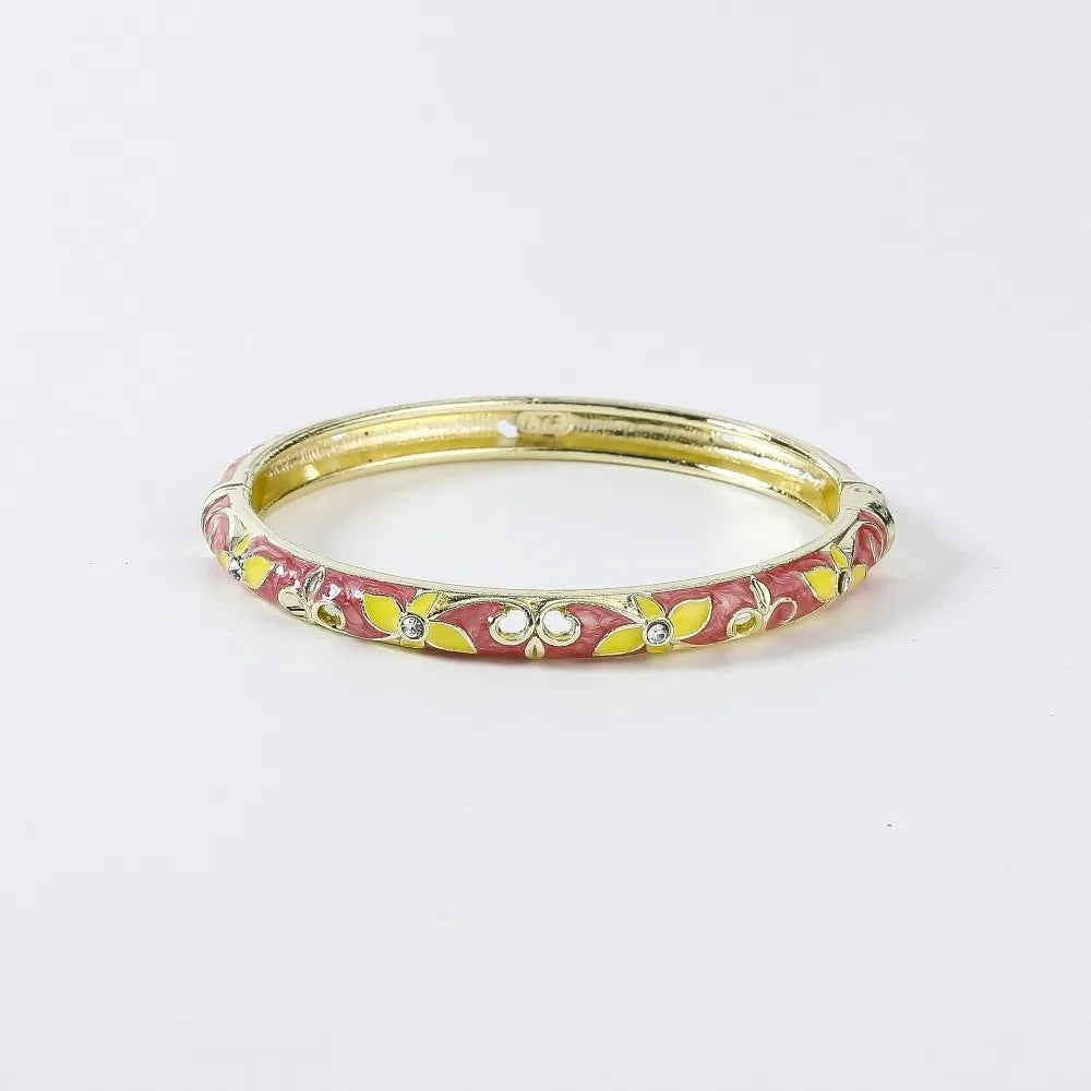 Enamel Vintage Cloisonne Bangle Floral Chinese Chinese Flower Bangle Vintage Ethnic Women's Hand Bracelet Gifts for Women Gir