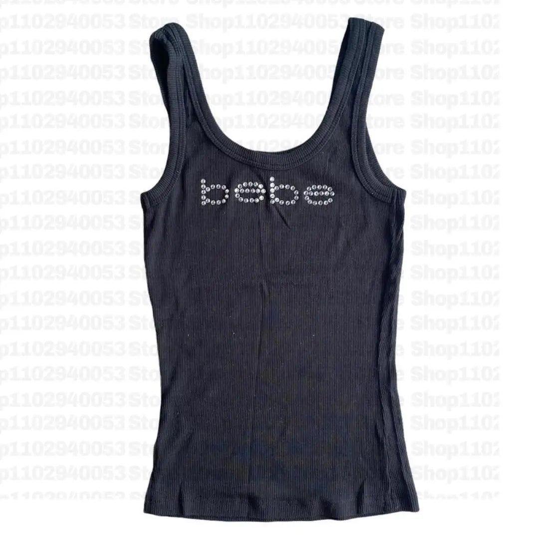 Vintage Sleeveless Tank Top Letters Summer Print Personality Crop top Sleeveless Slim Streetwear Punk Y2K Baby Tee Short Slee