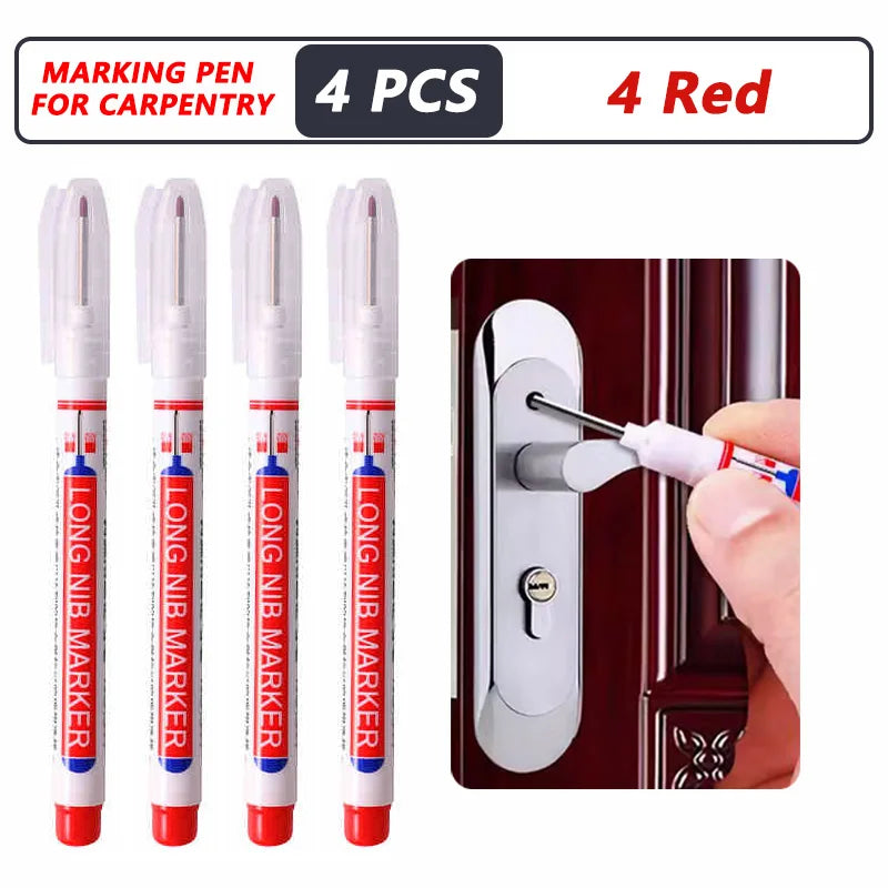 iLMH 4-40Pcs Deep Hole Long Nib Head Marker For Metal Perforating Pen Waterproof Bathroom Woodworking Decor Multi-Purpose Too