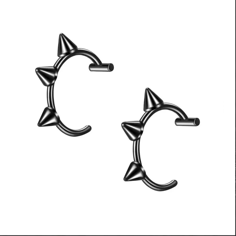2PCS Trendy 10mm Stainless Steel Punk Clip on Fake Piercing Nose Wrap Lip Rings Unisex Nose Ring Women Men Tusk Body Jewelry 