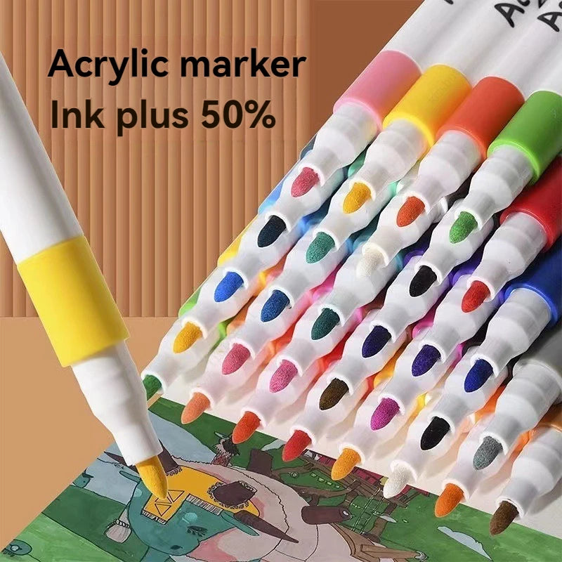 12-80 Colores Set Acrylic Paint Art Marker Pen Rock Painting for Kids Graffiti Stone Ceramic Glass Wood DIY Crafts Art Suppli