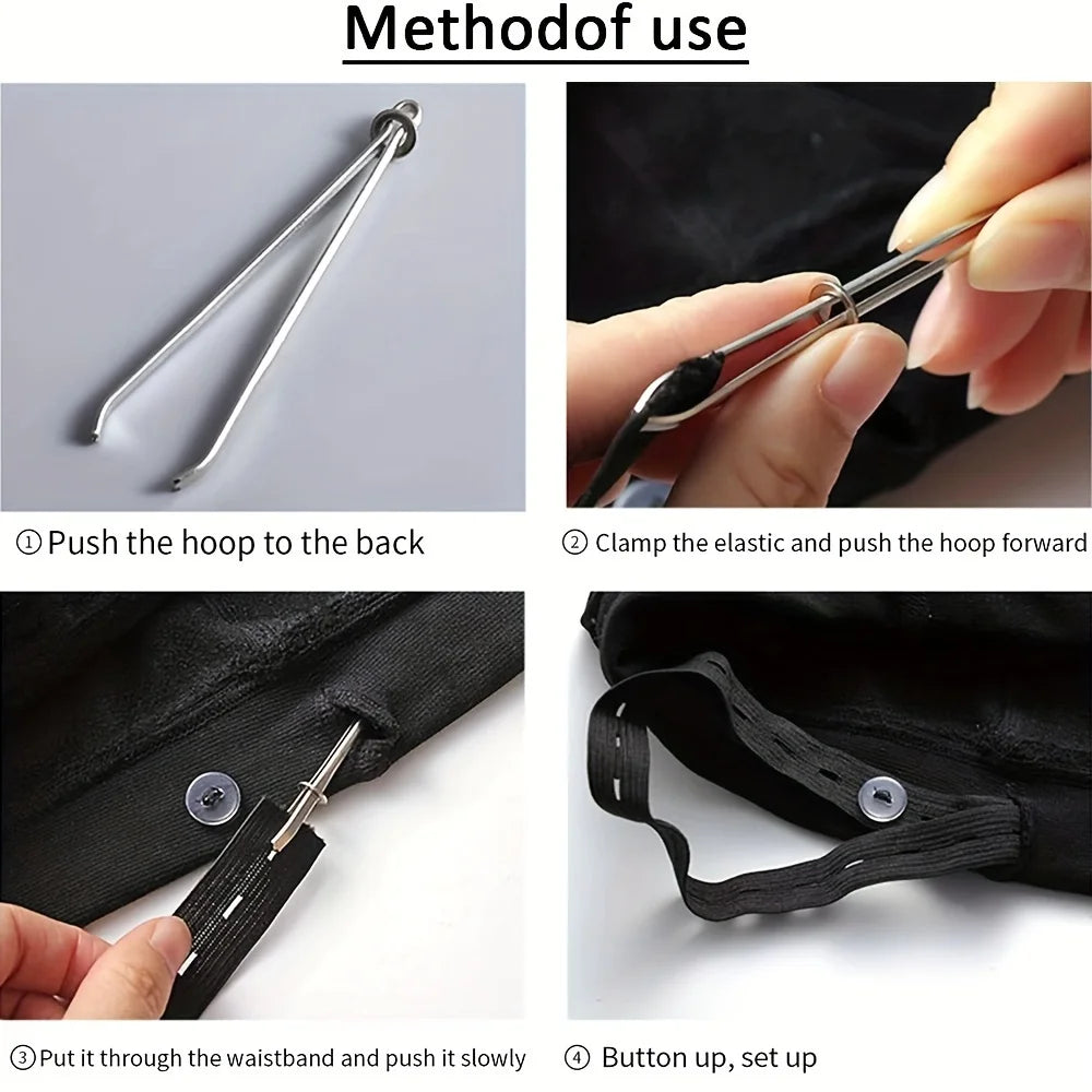 3PCS Garment Clips Sewing DIY Tools Elastic Tape Perforated Cross Stitch Threader Wear Elastic Clips (Wear Resistant Rope)