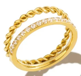 Stainless Steel Ring for Women Inlaid Zircon Rings Waterproof Romantic Fashion Jewelry - A63 / 7