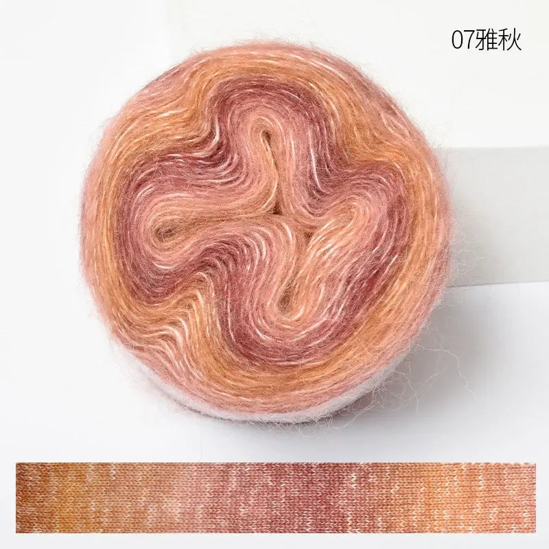 Crochet Yarn, 250M Gradient Colorful Mohair, Soft Velvet Cotton Blend, DIY Knitting Supplies, Hand Knitting Thread, Crochetin