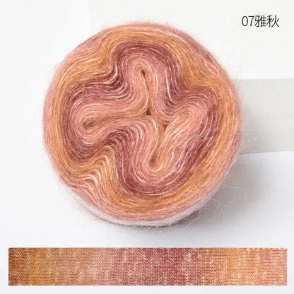 Crochet Yarn, 250M Gradient Colorful Mohair, Soft Velvet Cotton Blend, DIY Knitting Supplies, Hand Knitting Thread, Crochetin