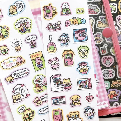 Korean Cartoon Cute Kawaii Graffiti Hand Drawn Rabbit Sticker Hand Account Photo Planner Diary Scrapbook DIY Decorative Stick