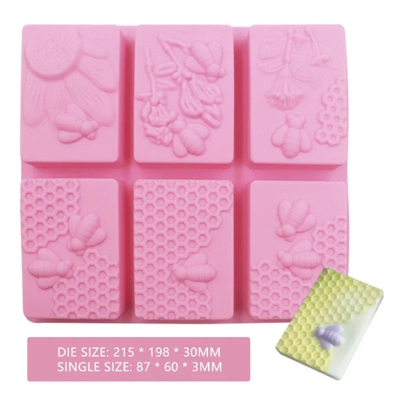 3D Bee Honeycomb Silicone Soap Mold DIY Square Oval Soap Making Supplies Handmade Chocolate Cake Decoration Baking Tools - B