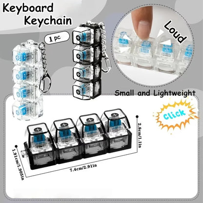 4Keys Illuminated Mechanical Keyboard Keychain Finger Button Anti Stress Keycap for Office Home Adults Kid,Decompression Clic