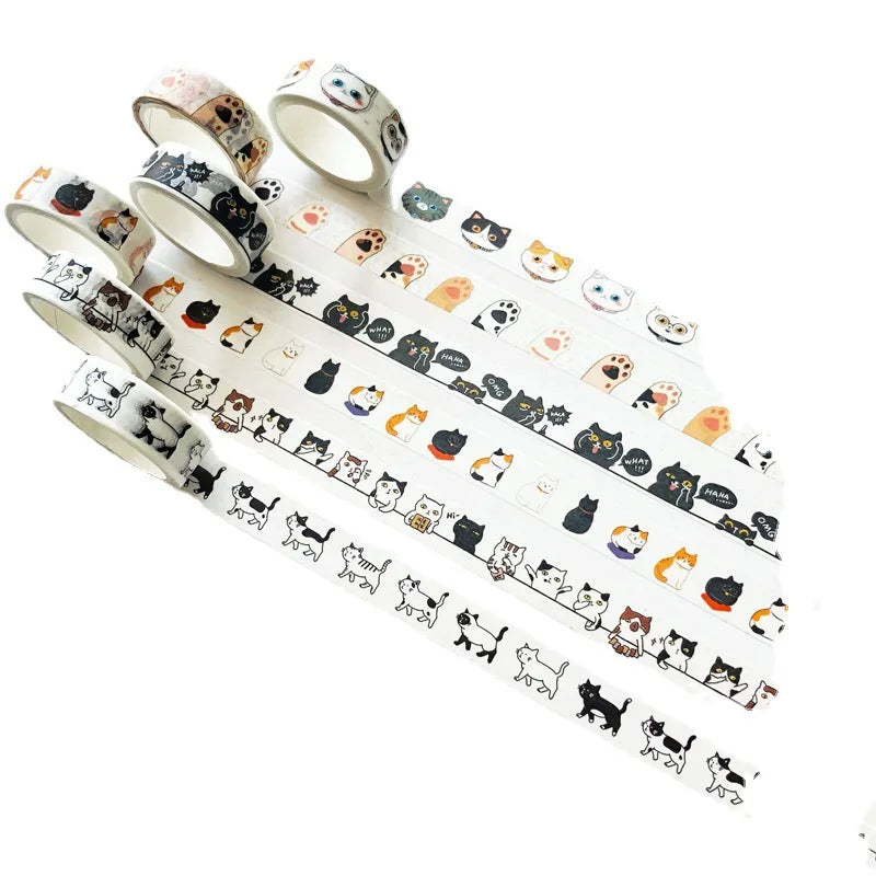 Washi Tapes Cartoon Cat Masking Tape Washi Stickers Scrapbooking Adhesive DIY Decorative Stationery School Supplies