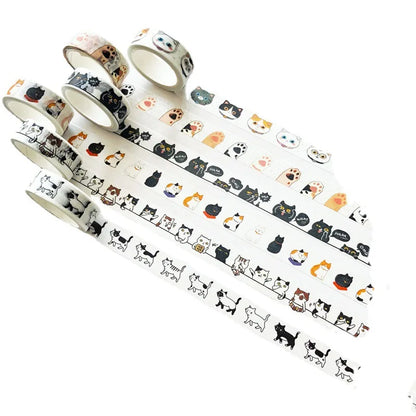 Washi Tapes Cartoon Cat Masking Tape Washi Stickers Scrapbooking Adhesive DIY Decorative Stationery School Supplies