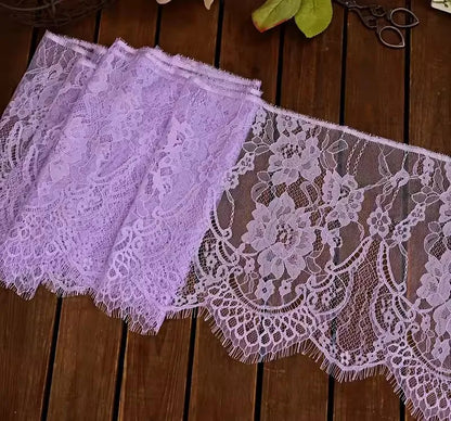 26cm Wide Eyelashes Lace Trim DIY Handmade Decoration Clothing Wedding Dress Lace Skirt Sleeve Accessories Fabric - light pur
