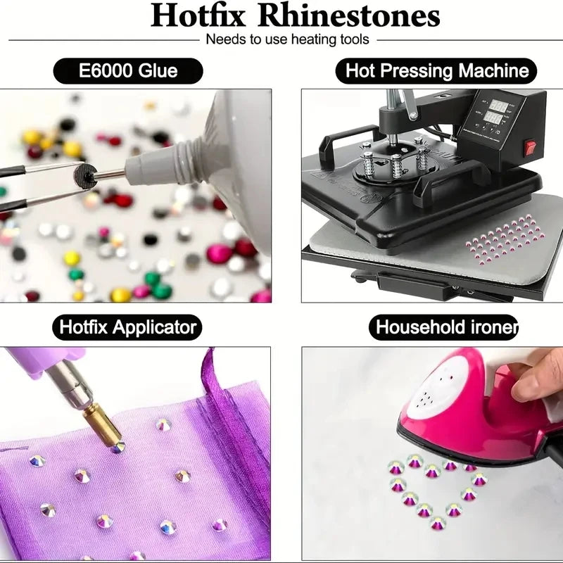 Bobohoo DMC SS6-SS30 Crystal Stones HotFix Rhinestone Glitter Crystal Strass Iron On Rhinestones For Garment Clothing Dress
