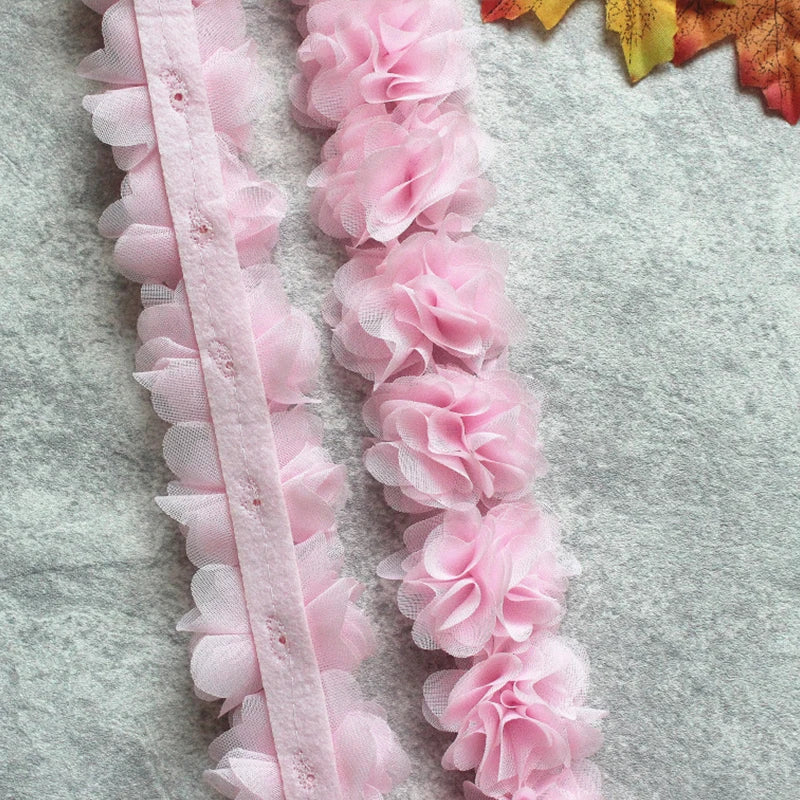 1 Yard Width 5cm 3D Chiffon Flowers Lace Trim Multicolor DIY Lace Ribbon Decor Clothes Accessories Craft Sewing Fabric Suppli