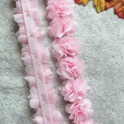 1 Yard Width 5cm 3D Chiffon Flowers Lace Trim Multicolor DIY Lace Ribbon Decor Clothes Accessories Craft Sewing Fabric Suppli