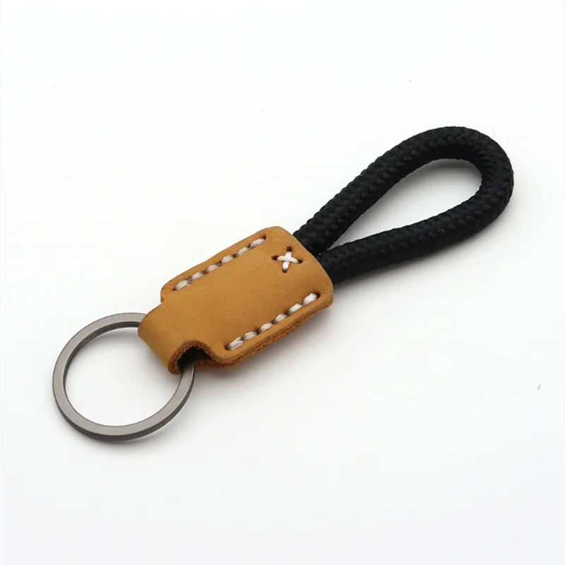 New Classic Vintage Cow Leather Keychain Men Personality Fashion Leather Car Key Ring