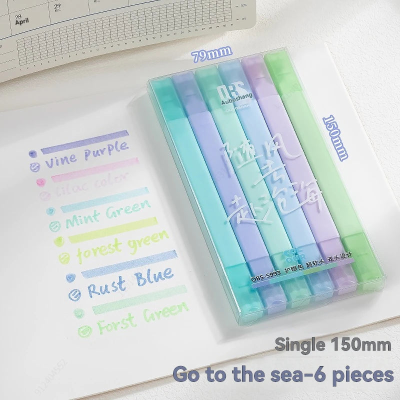 6/12 Colors Highlighters Cute Pastel Pens Bible Pens Soft Tip Aesthetics Markers Kawaii Stationary for Students School Suppli
