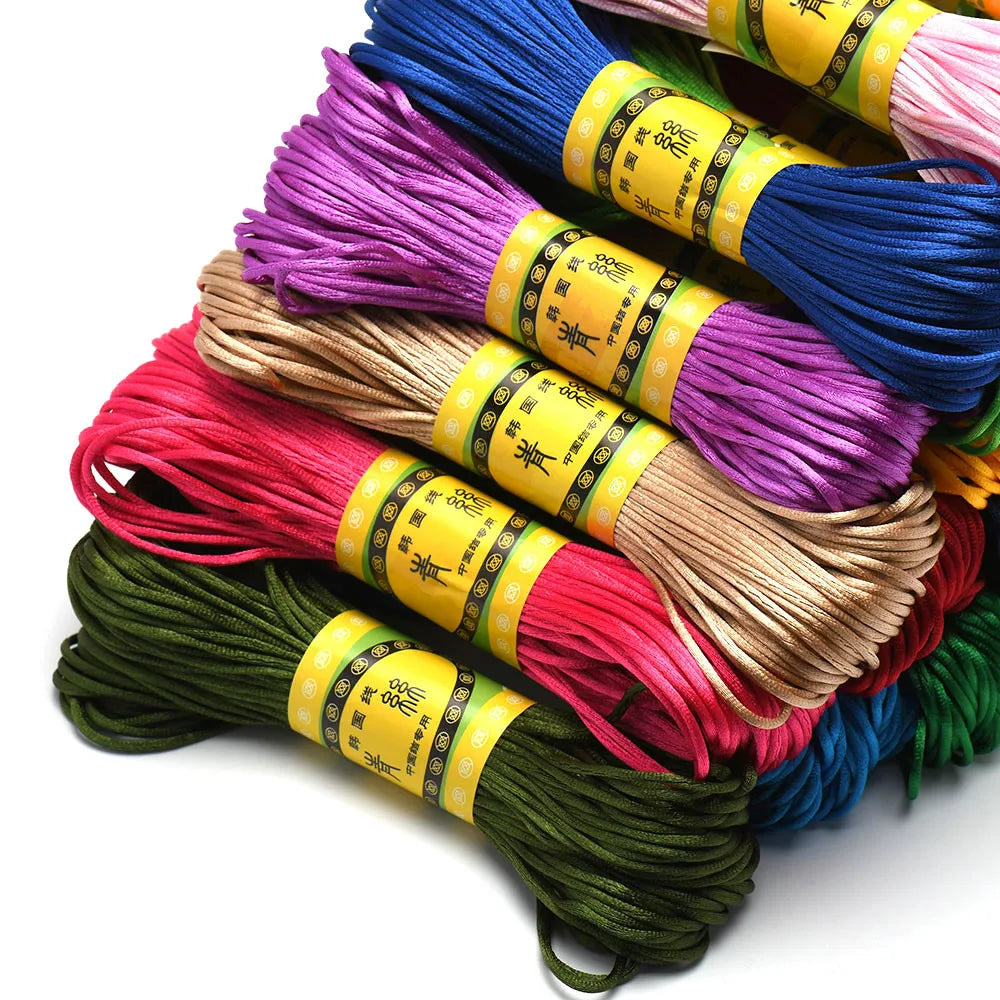 20M 1.5mm Satin Nylon Trim Cord, Rattail Cord Chinese Knot