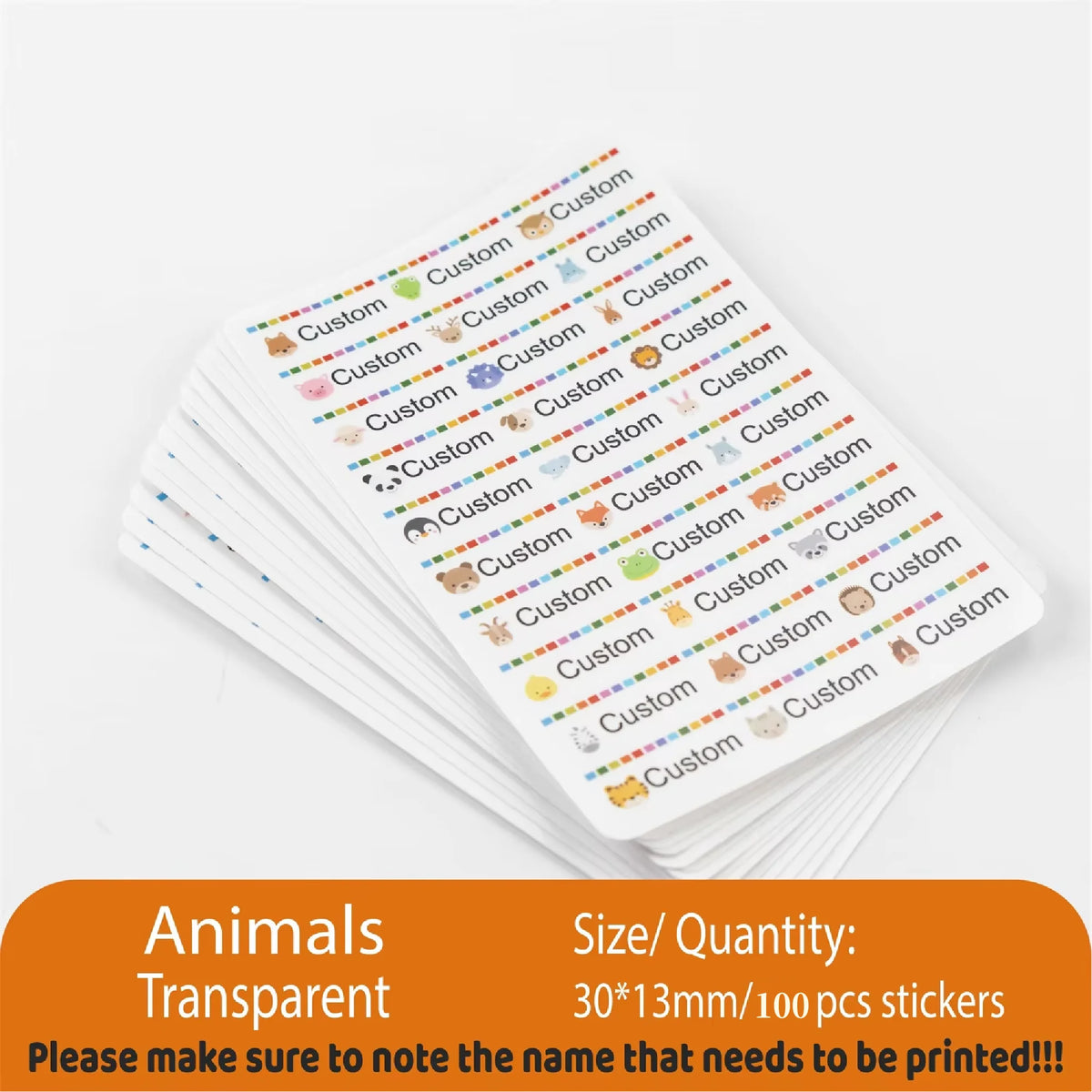 Custom Kawaii Name Tag Sticker Waterproof Stickers Decals Personalized Label for Children School Stationery Bottle - Animals-