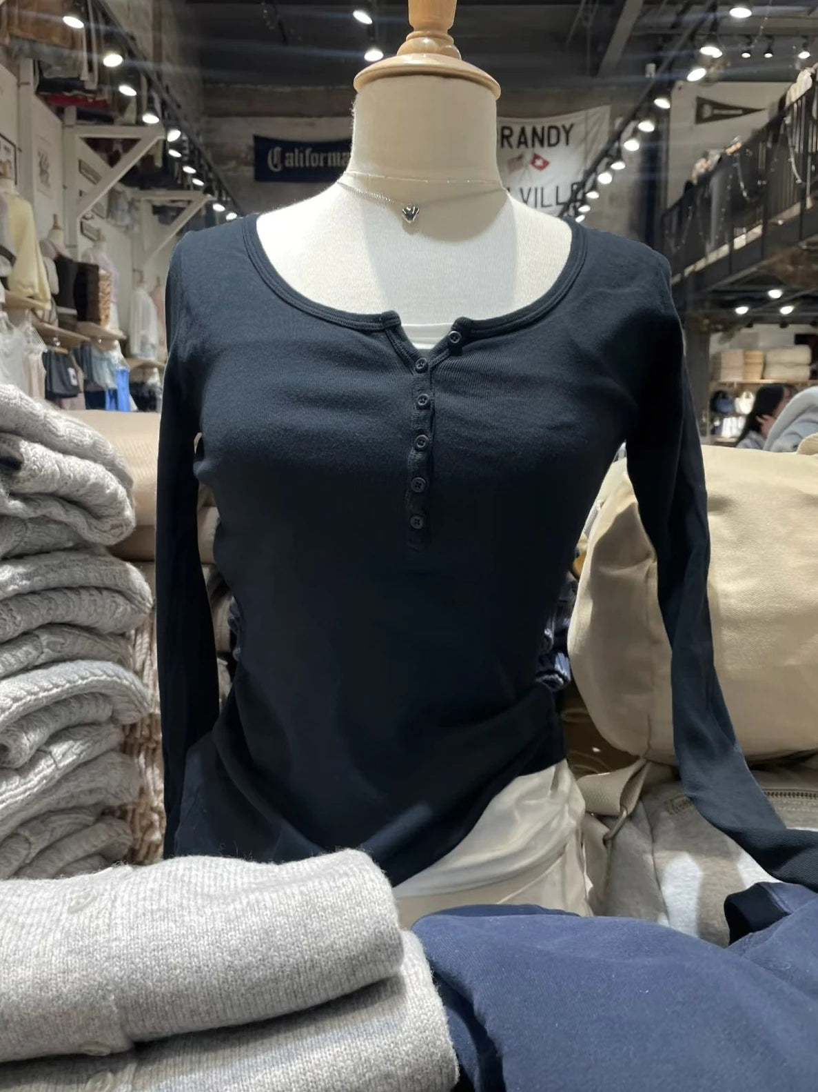 Six Buttons Ribbed Long Sleeve T-shirts Women Spring Round Neck Cotton Slim Tee Top Female Sweet Cute Pink Tshirt Y2k Tops Ne