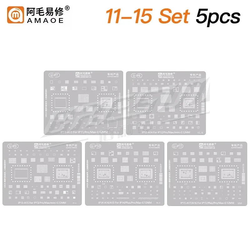 Amaoe BGA Reballing Stencil Template For iPhone 17 16 15 14 13 12 11 Pro Max XSMax 8 7P 7 6 A18 Tin Planting Soldering Net to