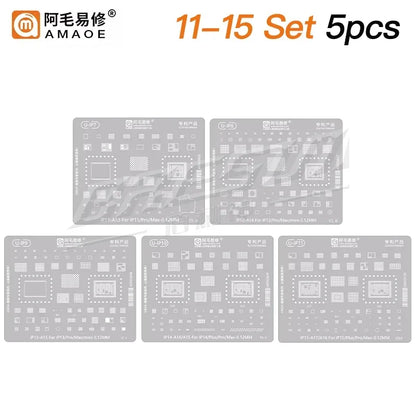 Amaoe BGA Reballing Stencil Template For iPhone 17 16 15 14 13 12 11 Pro Max XSMax 8 7P 7 6 A18 Tin Planting Soldering Net to