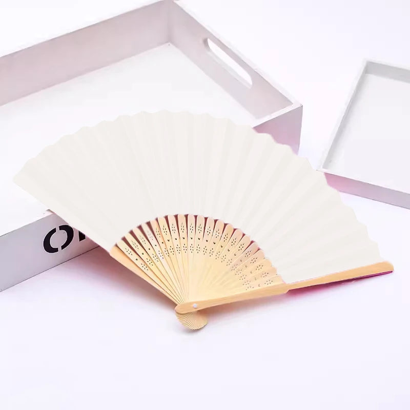 Hand Held Fan Paper Folding Fan Party Decorative New Fashionable Simple Decorative Blank Folding Fans Candy Colored Can DIY -