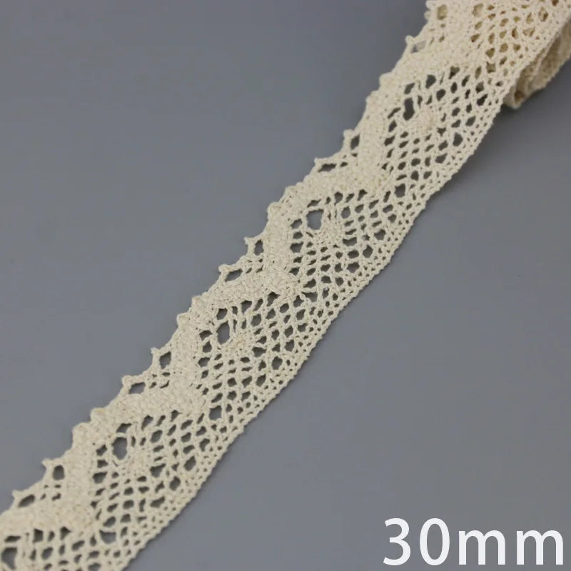 Lace Ribbon Trim, White Beige Cotton Embroidered Ribbon, 5 Meter Sewing Fabric, DIY Craft Materials, Elegant Lace for Gift Wr