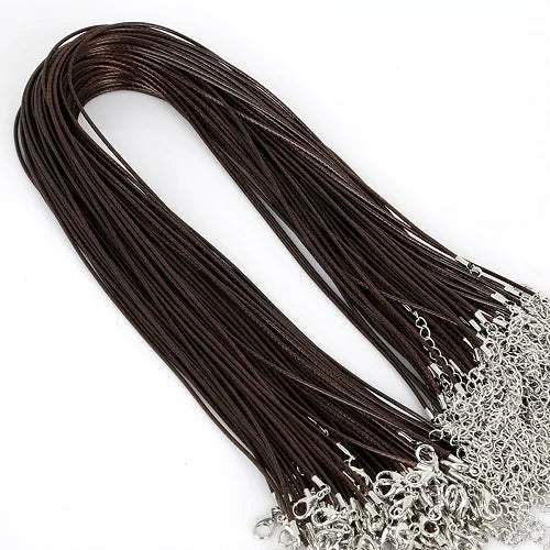 10Pcs/lot 1.5mm 2mm Adjustable Leather Cord Waxed Thread Rope Necklace Extender Chain Lobster Clasp DIY Jewelry Making Findin
