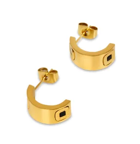 Hoop Earrings for Women Trendy Golden Stainless Steel Earring Jewelry New - D53 Gold