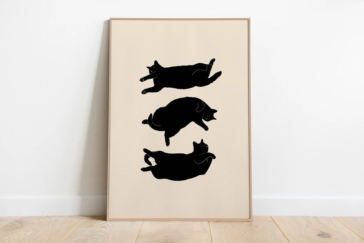 Minimalist Aesthetic Cute Animal Wall Art Illustration Poster Sleepy Kitties Canvas Painting Home Decor Cat Lover Gift - 12 /