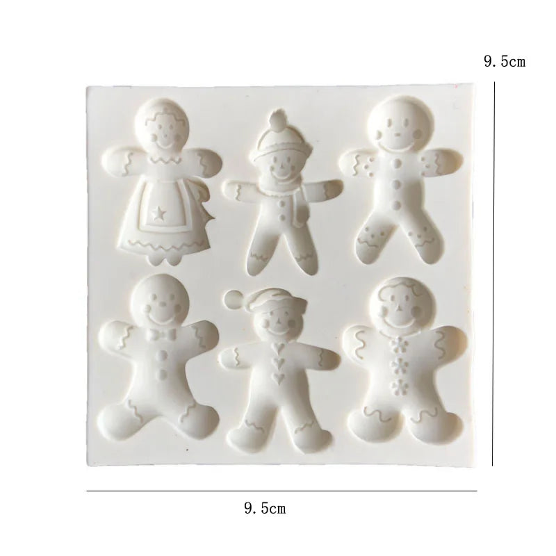 Christmas Silicone Mold 6 Gingerbread Man Different Snowman Shape Chocolate Molds Cookie Mold
