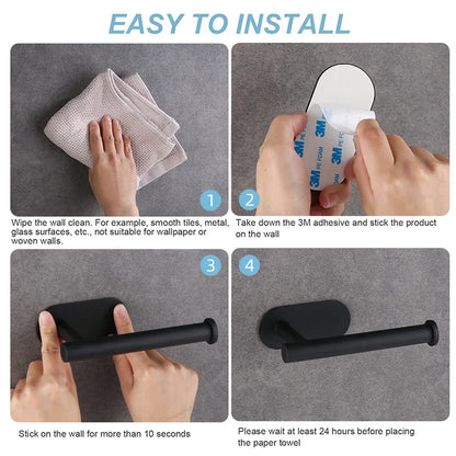 Adhesive Toilet Paper Holder Stainless Steel Tissue Hanger Waterproof Toilet Paper Stand Bathroom Accessories Paper Towels Ho