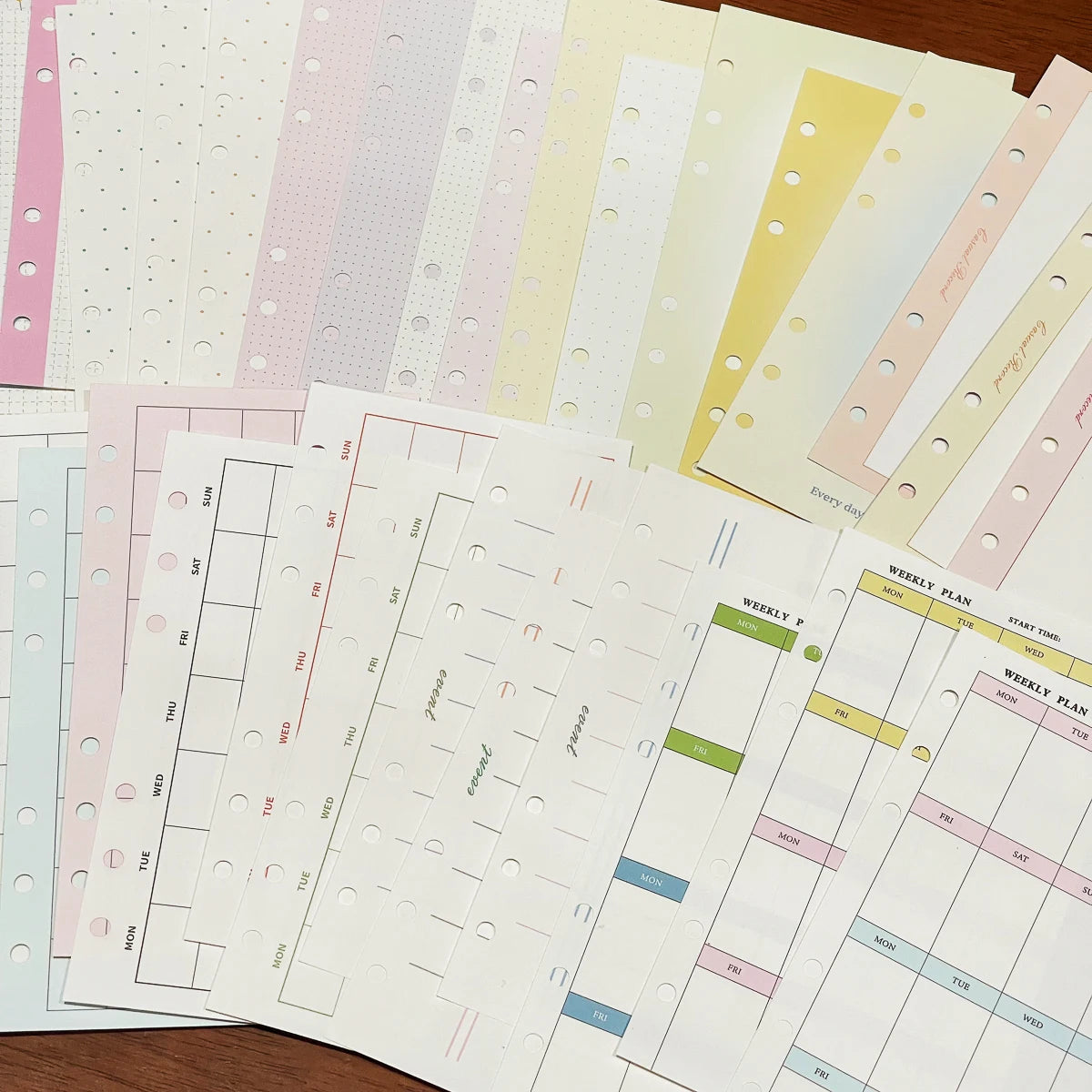 Colored Loose Leaf Refill Pages A7 M5 A6p Grid Lined Dot Design Journal Inner Pages Memo Pad 30P Memo Pads