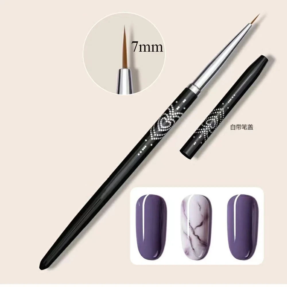 Nail Art Brush Line Stripes DIY Drawing Pen UV Gel Brushes Painting Pen Manicure Tools Black - P032-7
