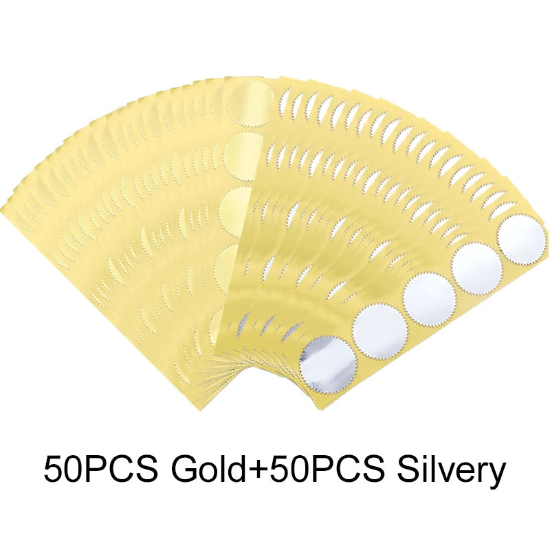 100PCS/Pack 45mm Round Gear Sticker Gold Silver Self Adhesive Steel Seal Stickers Envelopes Invitation Embossing Stamp Props 