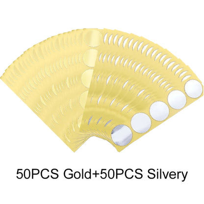 100PCS/Pack 45mm Round Gear Sticker Gold Silver Self Adhesive Steel Seal Stickers Envelopes Invitation Embossing Stamp Props 