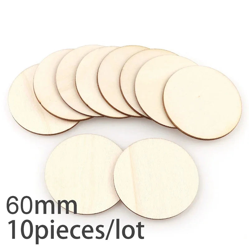 3-100Pcs Unfinished Round Wood Slices 1cm-10cm DIY Crafts Wooden Circle Discs Christmas Jewelry Painting Wedding Ornament Dec