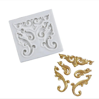 Sugarcraft Border Silicone Mold Baroque Scroll Relief Cupcake Topper Fondant Cake Decorating Tools Candy Chocolate Gumpaste M