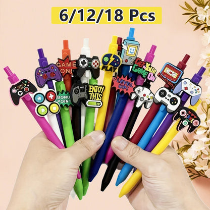6/12/18 Pcs Fun Ballpoint Pens, Game Controller Theme Retractable Pens, Student Adult Emotional Support Gift For Back To Scho