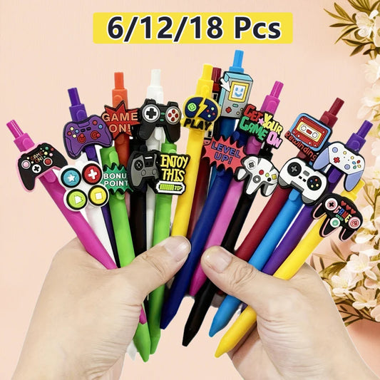 6/12/18 Pcs Fun Ballpoint Pens, Game Controller Theme Retractable Pens, Student Adult Emotional Support Gift For Back To Scho